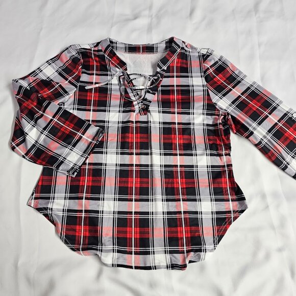 Shein Curve Red Plaid Blouse 2XL - Picture 1 of 7